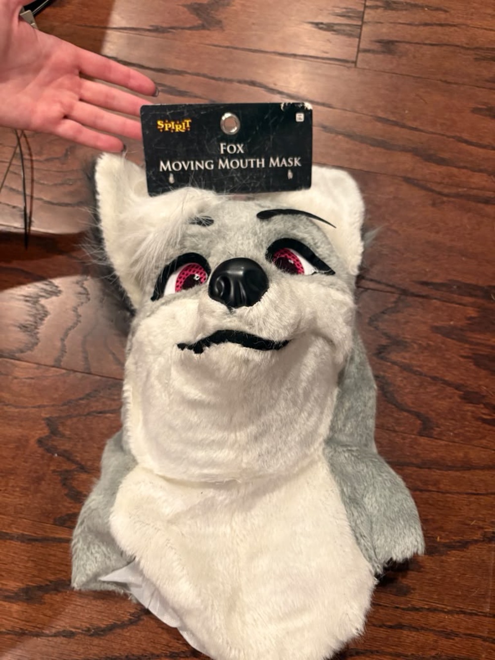 Spirit Grey and White Fox Moving Mouth Mask